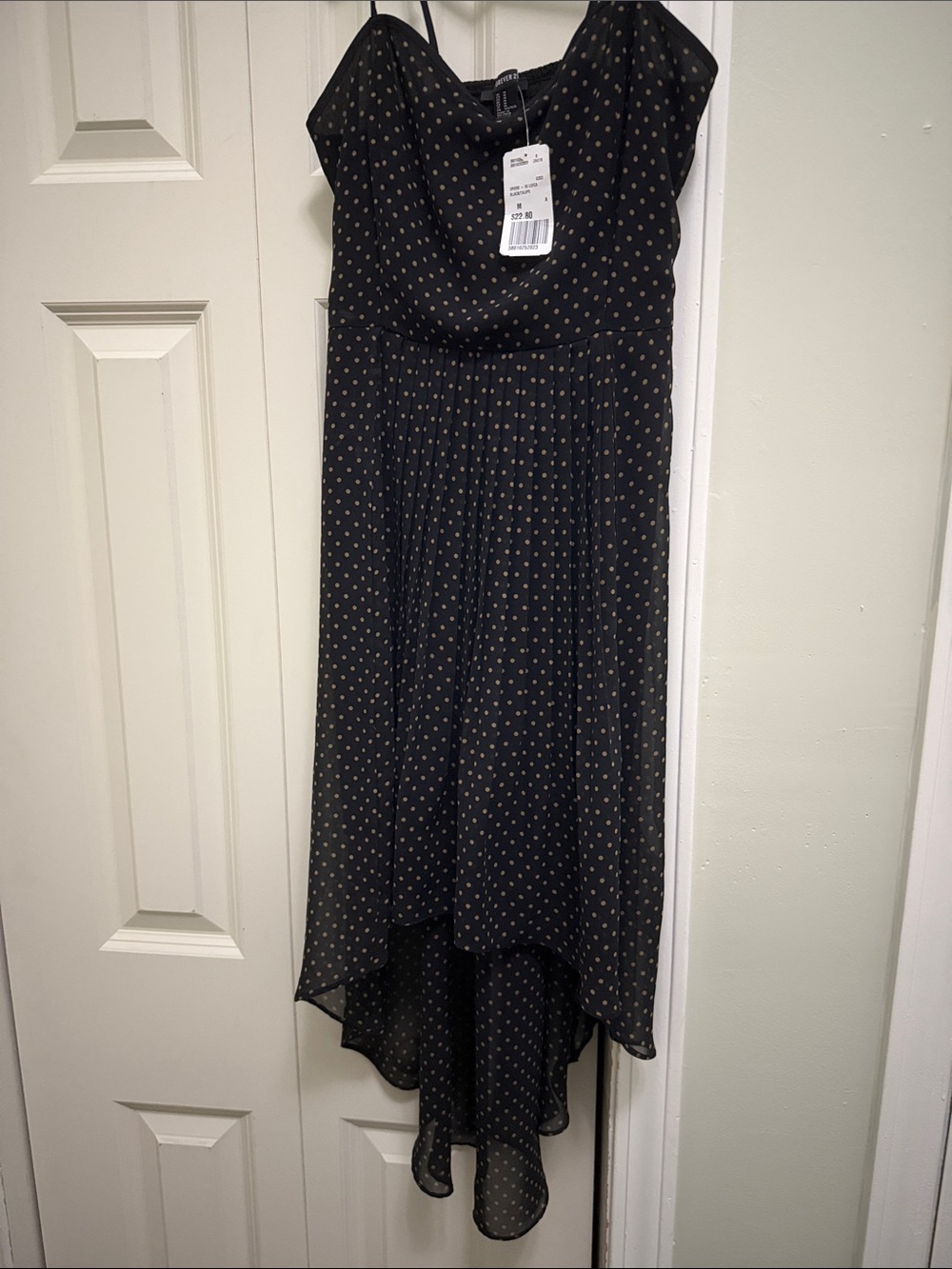 Forever 21 Black Dress with Gold Polka Dots - High-Low Hem